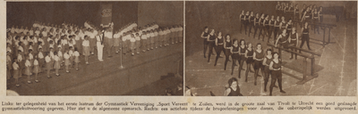 874681 Collage van 2 foto's betreffende de eerste lustrumuitvoering van de Gymnastiekvereniging Sport Vereent uit ...